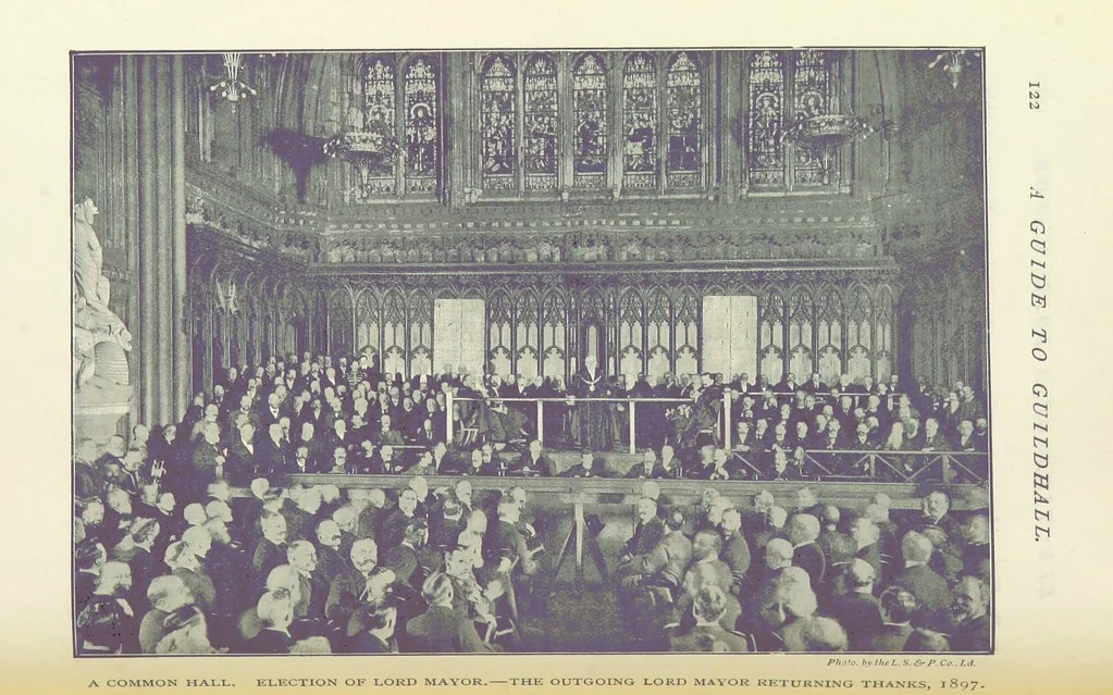 An illustration from A Guide to the Guildhall of the City of London. Together with a short account of its historic associations, and the municipal work carried on therein ... Compiled by John James Baddeley, 1898, leaf 132