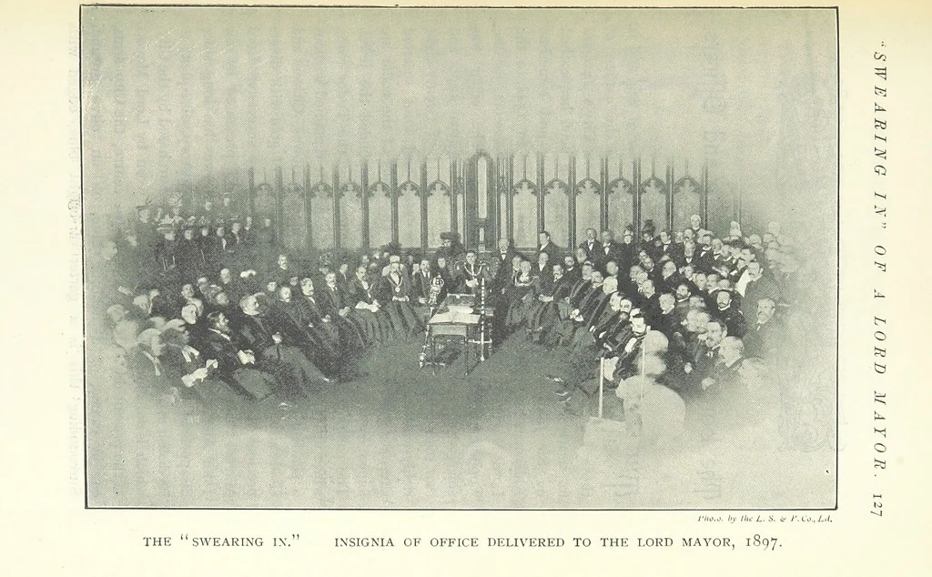 An illustration from A Guide to the Guildhall of the City of London. Together with a short account of its historic associations, and the municipal work carried on therein ... Compiled by John James Baddeley, 1898, leaf 137