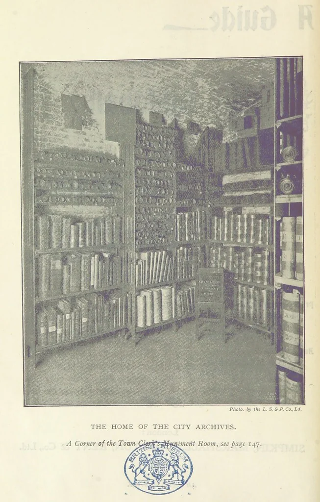 An illustration from A Guide to the Guildhall of the City of London. Together with a short account of its historic associations, and the municipal work carried on therein ... Compiled by John James Baddeley, 1898, leaf 14