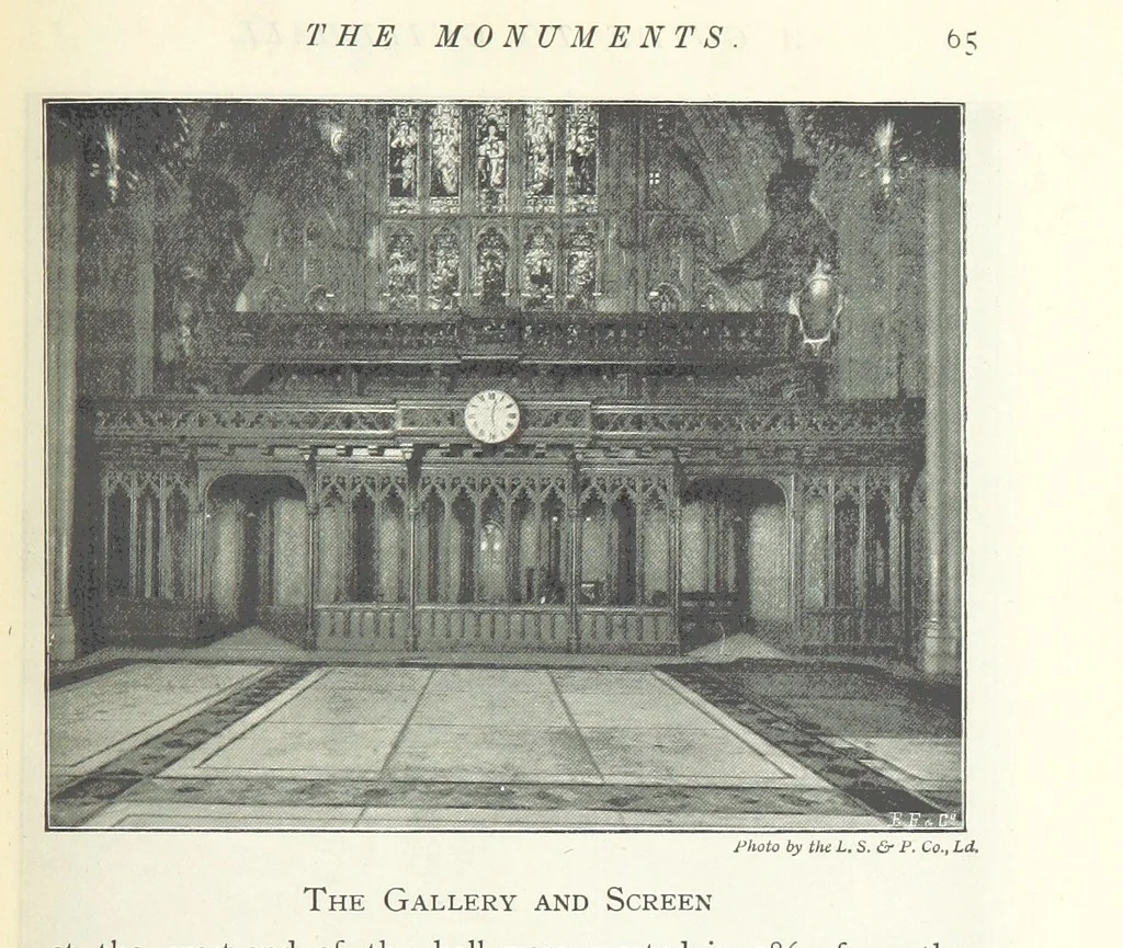 An illustration from A Guide to the Guildhall of the City of London. Together with a short account of its historic associations, and the municipal work carried on therein ... Compiled by John James Baddeley, 1898, leaf 75