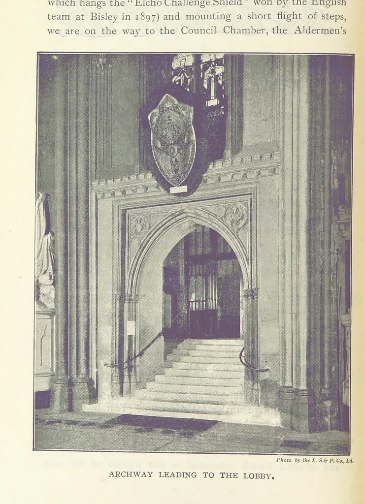 An illustration from A Guide to the Guildhall of the City of London. Together with a short account of its historic associations, and the municipal work carried on therein ... Compiled by John James Baddeley, 1898, leaf 82