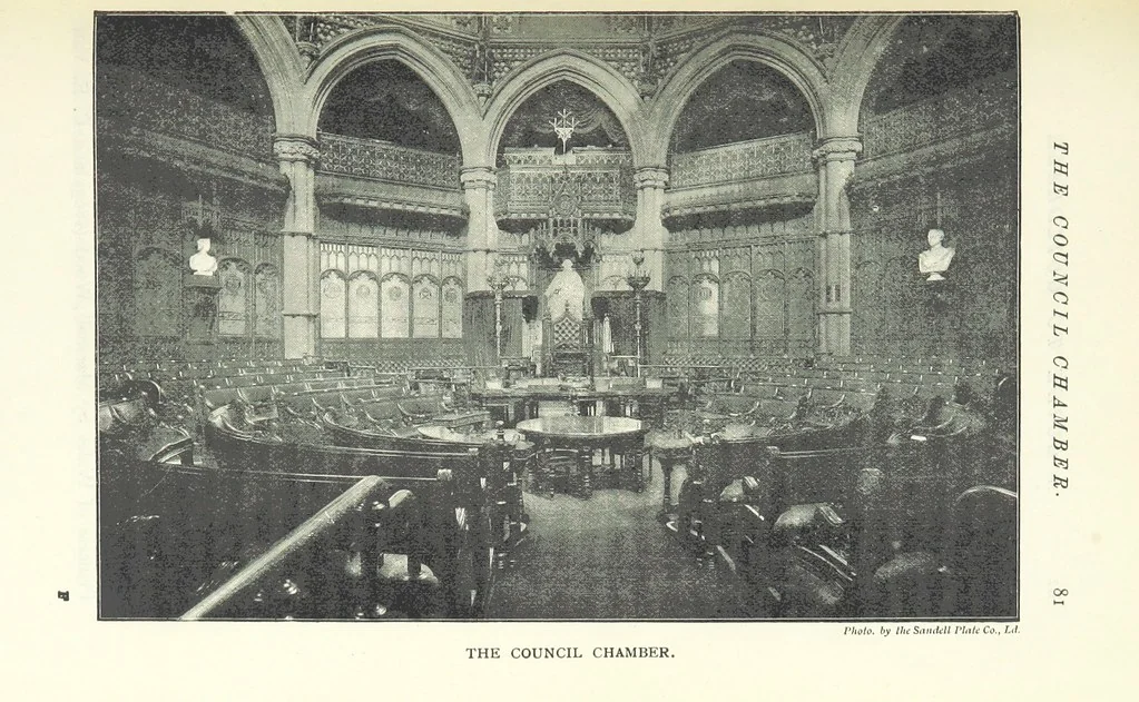 An illustration from A Guide to the Guildhall of the City of London. Together with a short account of its historic associations, and the municipal work carried on therein ... Compiled by John James Baddeley, 1898, leaf 91