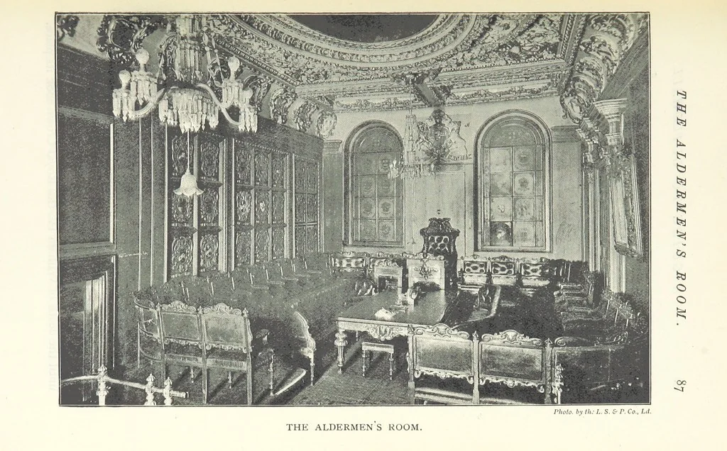 An illustration from A Guide to the Guildhall of the City of London. Together with a short account of its historic associations, and the municipal work carried on therein ... Compiled by John James Baddeley, 1898, leaf 97