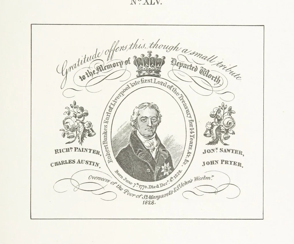 An illustration from A Description of the Westminster Tobacco Box ... Compiled by [John E. Smith, for] the Overseers for 1887, etc. (Pt. I. A reproduction of the ... account, engravings ... published in ... 1824; Pt. II. Notes on the office of Overseer; extracts from the accounts of the overseers ... 1561-1590; ... copies of the inscriptions ... & ornaments ... to 1887, etc.), 1887, leaf 133