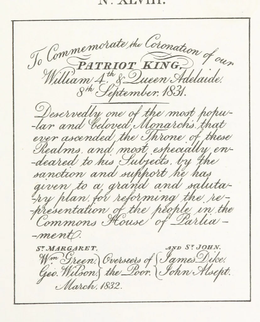 An illustration from A Description of the Westminster Tobacco Box ... Compiled by [John E. Smith, for] the Overseers for 1887, etc. (Pt. I. A reproduction of the ... account, engravings ... published in ... 1824; Pt. II. Notes on the office of Overseer; extracts from the accounts of the overseers ... 1561-1590; ... copies of the inscriptions ... & ornaments ... to 1887, etc.), 1887, leaf 137
