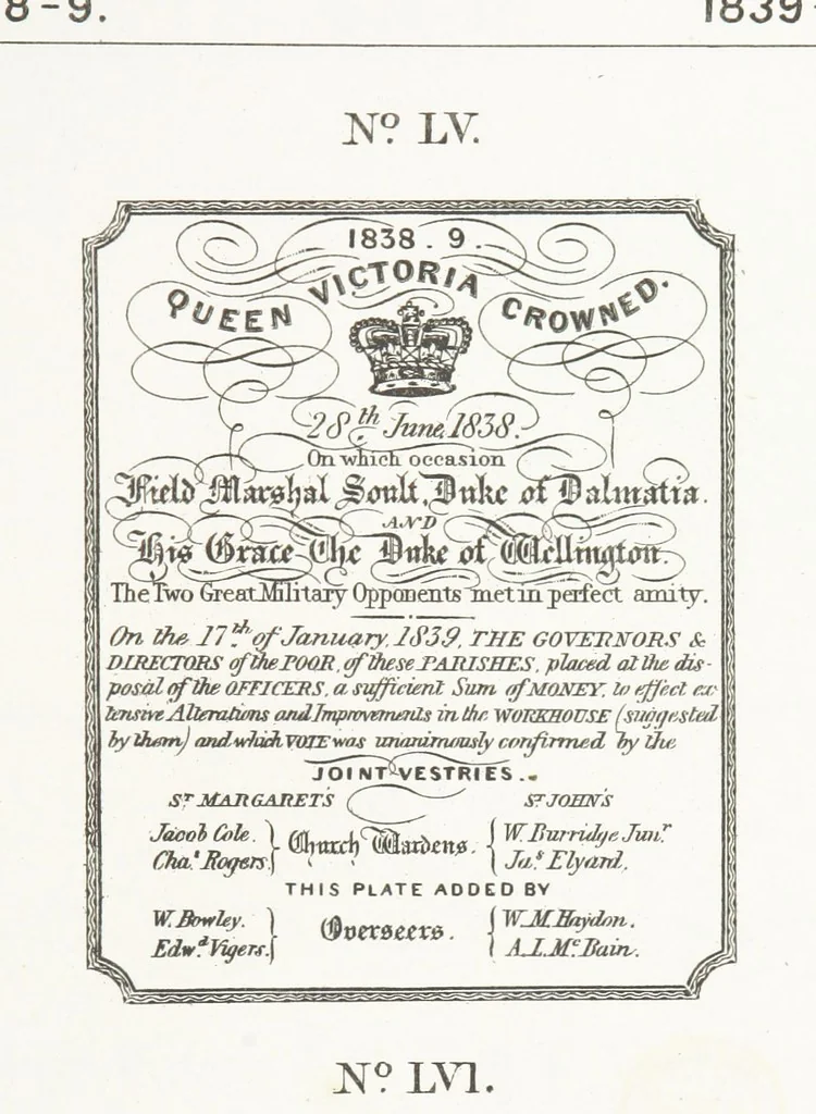 An illustration from A Description of the Westminster Tobacco Box ... Compiled by [John E. Smith, for] the Overseers for 1887, etc. (Pt. I. A reproduction of the ... account, engravings ... published in ... 1824; Pt. II. Notes on the office of Overseer; extracts from the accounts of the overseers ... 1561-1590; ... copies of the inscriptions ... & ornaments ... to 1887, etc.), 1887, leaf 145