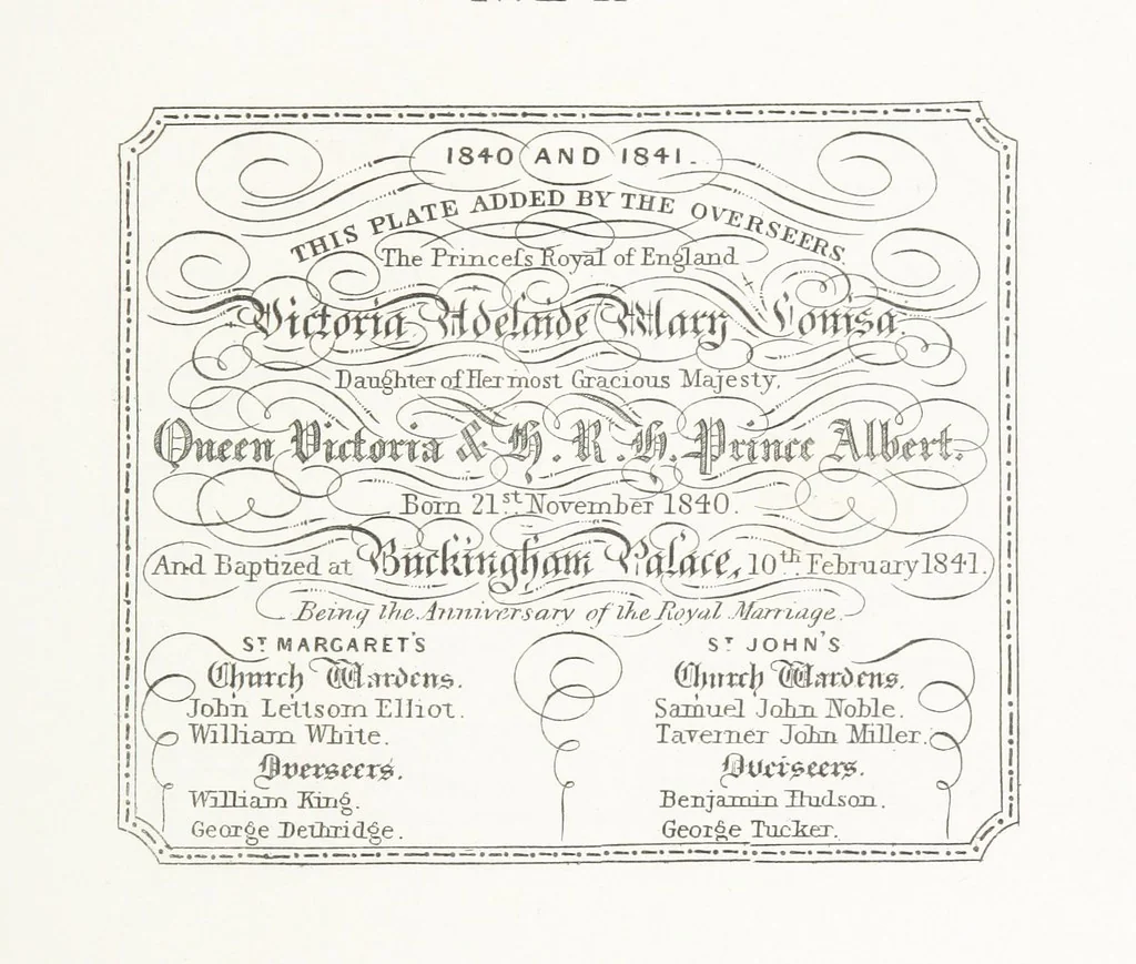 An illustration from A Description of the Westminster Tobacco Box ... Compiled by [John E. Smith, for] the Overseers for 1887, etc. (Pt. I. A reproduction of the ... account, engravings ... published in ... 1824; Pt. II. Notes on the office of Overseer; extracts from the accounts of the overseers ... 1561-1590; ... copies of the inscriptions ... & ornaments ... to 1887, etc.), 1887, leaf 147
