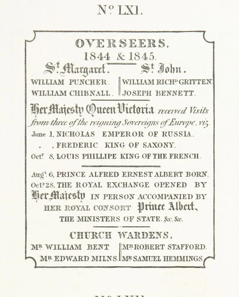 An illustration from A Description of the Westminster Tobacco Box ... Compiled by [John E. Smith, for] the Overseers for 1887, etc. (Pt. I. A reproduction of the ... account, engravings ... published in ... 1824; Pt. II. Notes on the office of Overseer; extracts from the accounts of the overseers ... 1561-1590; ... copies of the inscriptions ... & ornaments ... to 1887, etc.), 1887, leaf 153