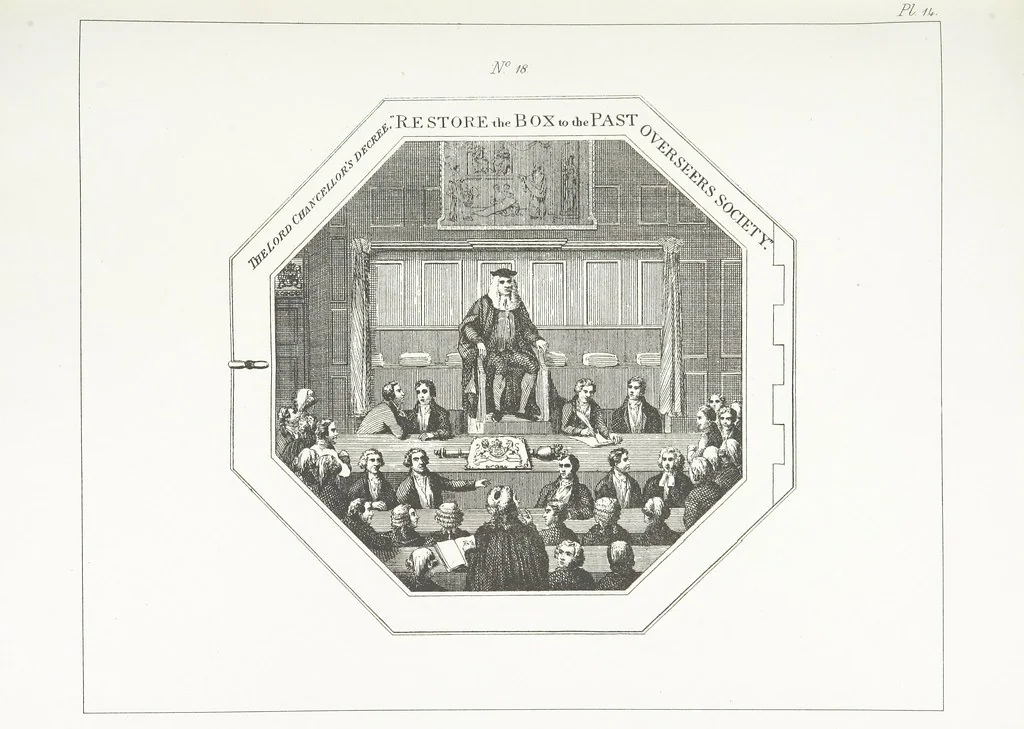 An illustration from A Description of the Westminster Tobacco Box ... Compiled by [John E. Smith, for] the Overseers for 1887, etc. (Pt. I. A reproduction of the ... account, engravings ... published in ... 1824; Pt. II. Notes on the office of Overseer; extracts from the accounts of the overseers ... 1561-1590; ... copies of the inscriptions ... & ornaments ... to 1887, etc.), 1887, leaf 51