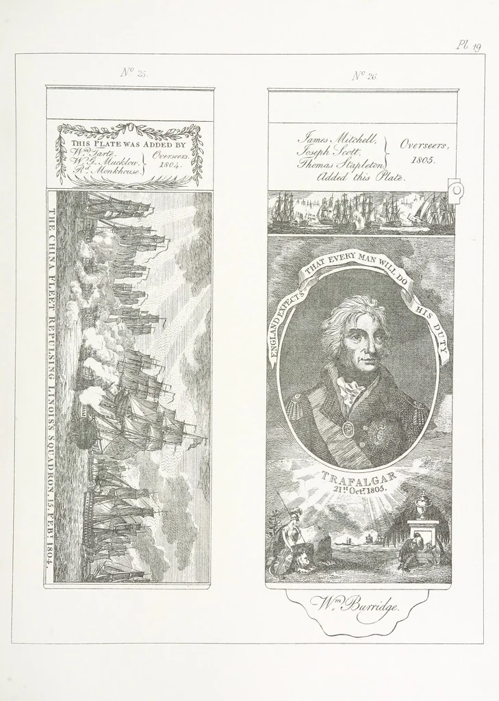 An illustration from A Description of the Westminster Tobacco Box ... Compiled by [John E. Smith, for] the Overseers for 1887, etc. (Pt. I. A reproduction of the ... account, engravings ... published in ... 1824; Pt. II. Notes on the office of Overseer; extracts from the accounts of the overseers ... 1561-1590; ... copies of the inscriptions ... & ornaments ... to 1887, etc.), 1887, leaf 61