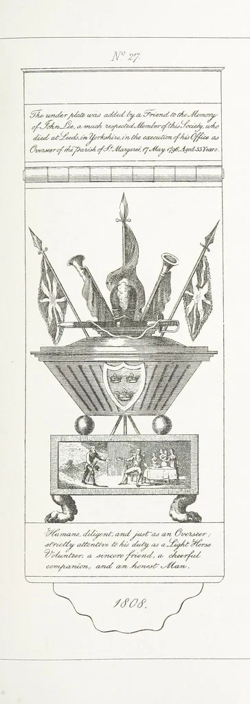 An illustration from A Description of the Westminster Tobacco Box ... Compiled by [John E. Smith, for] the Overseers for 1887, etc. (Pt. I. A reproduction of the ... account, engravings ... published in ... 1824; Pt. II. Notes on the office of Overseer; extracts from the accounts of the overseers ... 1561-1590; ... copies of the inscriptions ... & ornaments ... to 1887, etc.), 1887, leaf 63