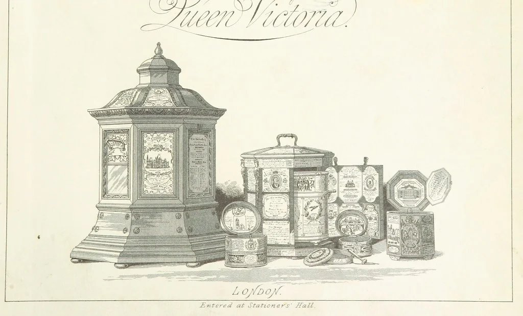 An illustration from A Description of the Westminster Tobacco Box ... Compiled by [John E. Smith, for] the Overseers for 1887, etc. (Pt. I. A reproduction of the ... account, engravings ... published in ... 1824; Pt. II. Notes on the office of Overseer; extracts from the accounts of the overseers ... 1561-1590; ... copies of the inscriptions ... & ornaments ... to 1887, etc.), 1887, leaf 7