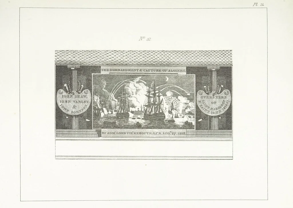 An illustration from A Description of the Westminster Tobacco Box ... Compiled by [John E. Smith, for] the Overseers for 1887, etc. (Pt. I. A reproduction of the ... account, engravings ... published in ... 1824; Pt. II. Notes on the office of Overseer; extracts from the accounts of the overseers ... 1561-1590; ... copies of the inscriptions ... & ornaments ... to 1887, etc.), 1887, leaf 71