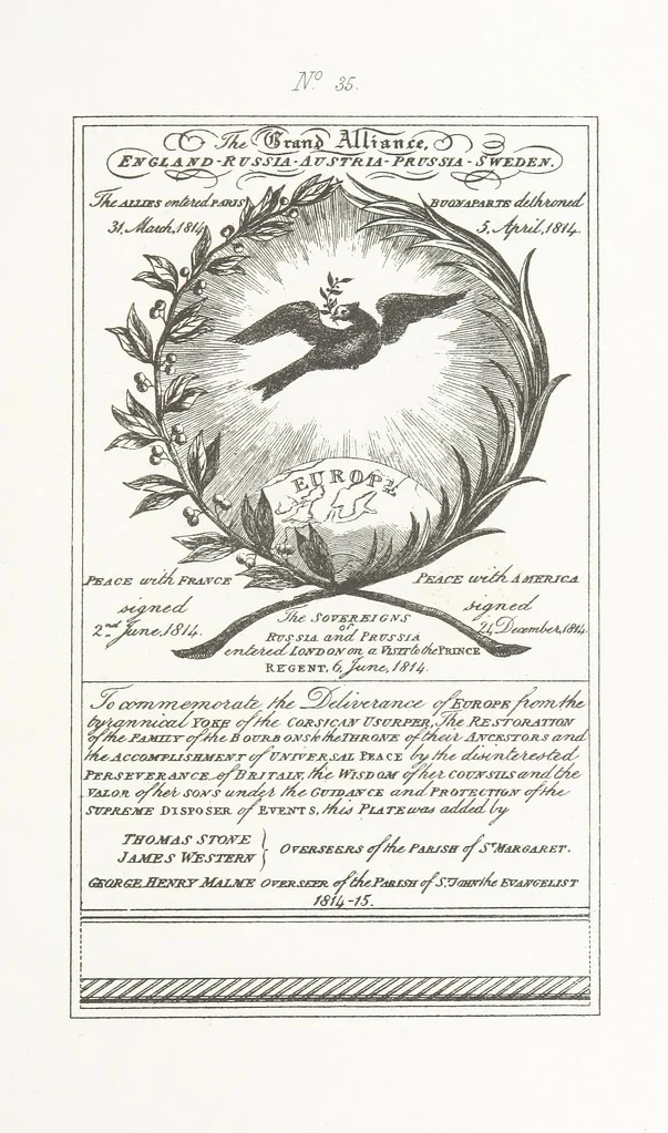 An illustration from A Description of the Westminster Tobacco Box ... Compiled by [John E. Smith, for] the Overseers for 1887, etc. (Pt. I. A reproduction of the ... account, engravings ... published in ... 1824; Pt. II. Notes on the office of Overseer; extracts from the accounts of the overseers ... 1561-1590; ... copies of the inscriptions ... & ornaments ... to 1887, etc.), 1887, leaf 77
