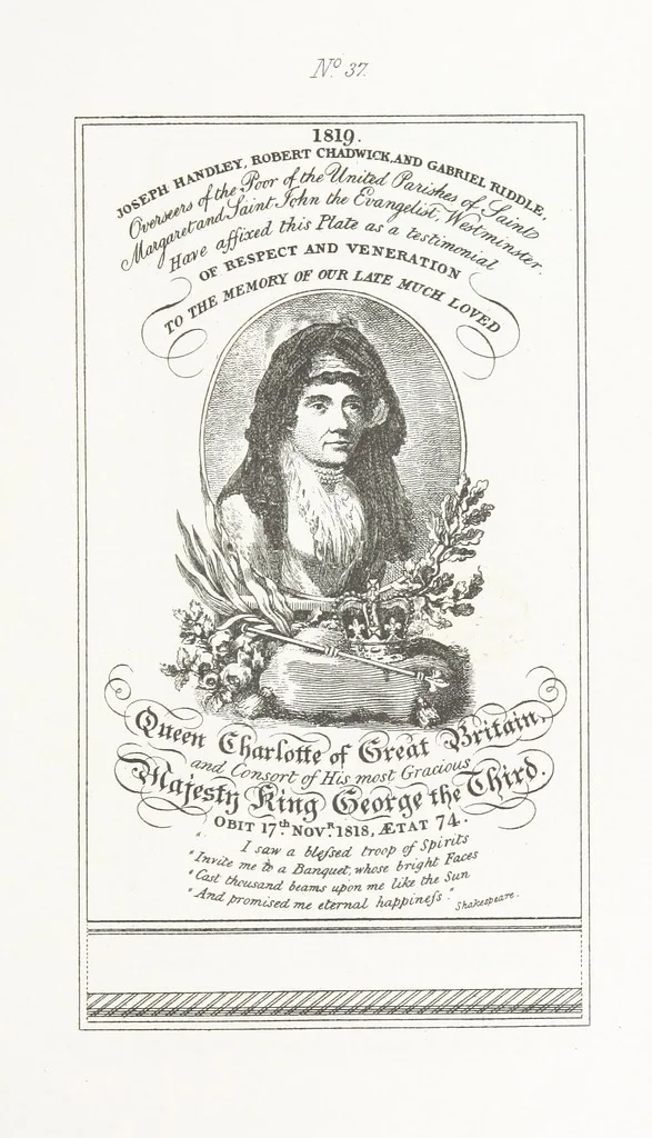 An illustration from A Description of the Westminster Tobacco Box ... Compiled by [John E. Smith, for] the Overseers for 1887, etc. (Pt. I. A reproduction of the ... account, engravings ... published in ... 1824; Pt. II. Notes on the office of Overseer; extracts from the accounts of the overseers ... 1561-1590; ... copies of the inscriptions ... & ornaments ... to 1887, etc.), 1887, leaf 81