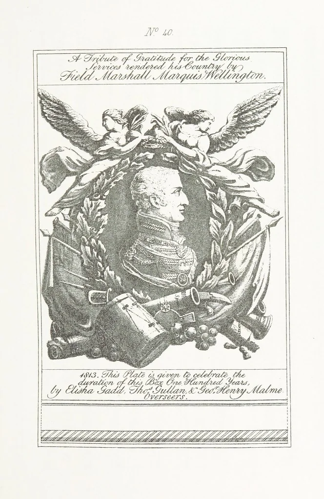 An illustration from A Description of the Westminster Tobacco Box ... Compiled by [John E. Smith, for] the Overseers for 1887, etc. (Pt. I. A reproduction of the ... account, engravings ... published in ... 1824; Pt. II. Notes on the office of Overseer; extracts from the accounts of the overseers ... 1561-1590; ... copies of the inscriptions ... & ornaments ... to 1887, etc.), 1887, leaf 87