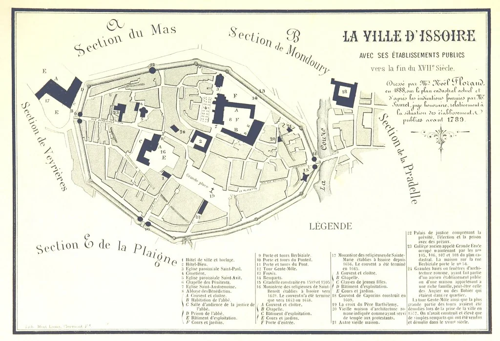 An illustration from Histoire de la ville d'Issoire, 1890, leaf 17