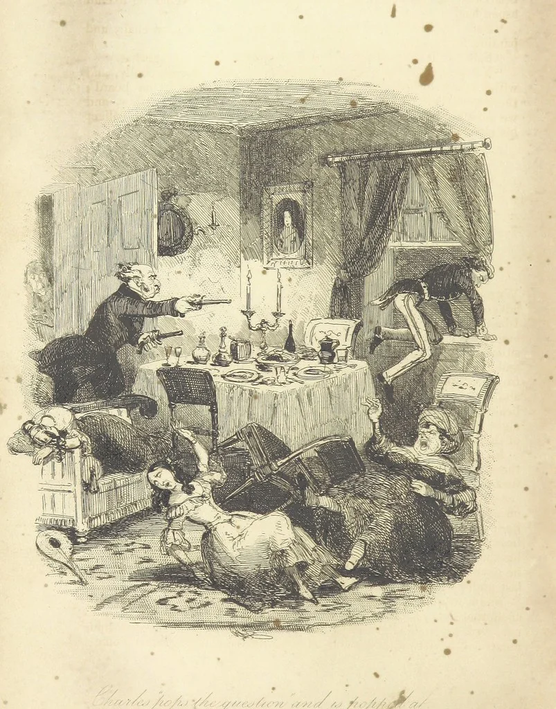 An illustration from Charles O'Malley, the Irish Dragoon. Edited by Harry Lorrequer; ... with illustrations by Phiz [i.e. H. K. Browne], 1841, leaf 194