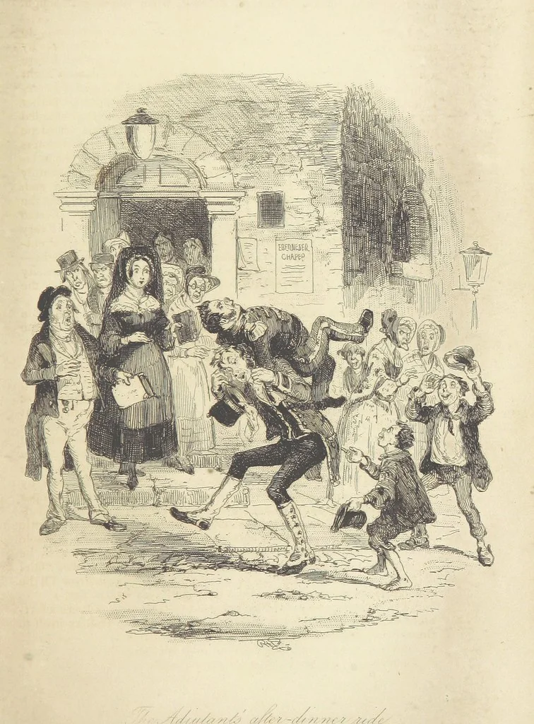 An illustration from Charles O'Malley, the Irish Dragoon. Edited by Harry Lorrequer; ... with illustrations by Phiz [i.e. H. K. Browne], 1841, leaf 207