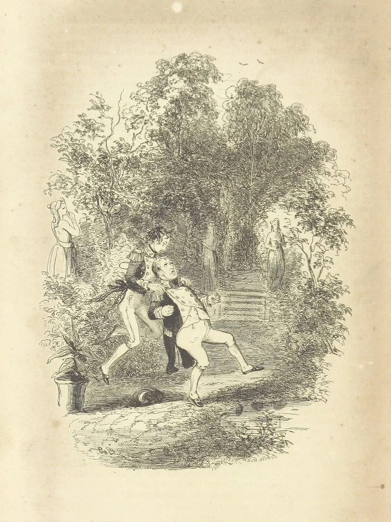 An illustration from Charles O'Malley, the Irish Dragoon. Edited by Harry Lorrequer; ... with illustrations by Phiz [i.e. H. K. Browne], 1841, leaf 332