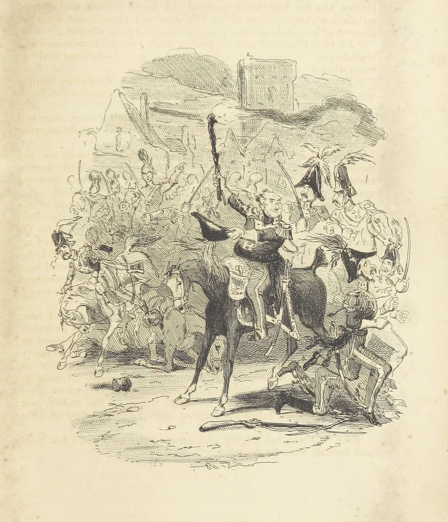 An illustration from Charles O'Malley, the Irish Dragoon. Edited by Harry Lorrequer; ... with illustrations by Phiz [i.e. H. K. Browne], 1841, leaf 339
