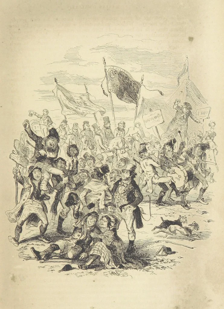 An illustration from Charles O'Malley, the Irish Dragoon. Edited by Harry Lorrequer; ... with illustrations by Phiz [i.e. H. K. Browne], 1841, leaf 81