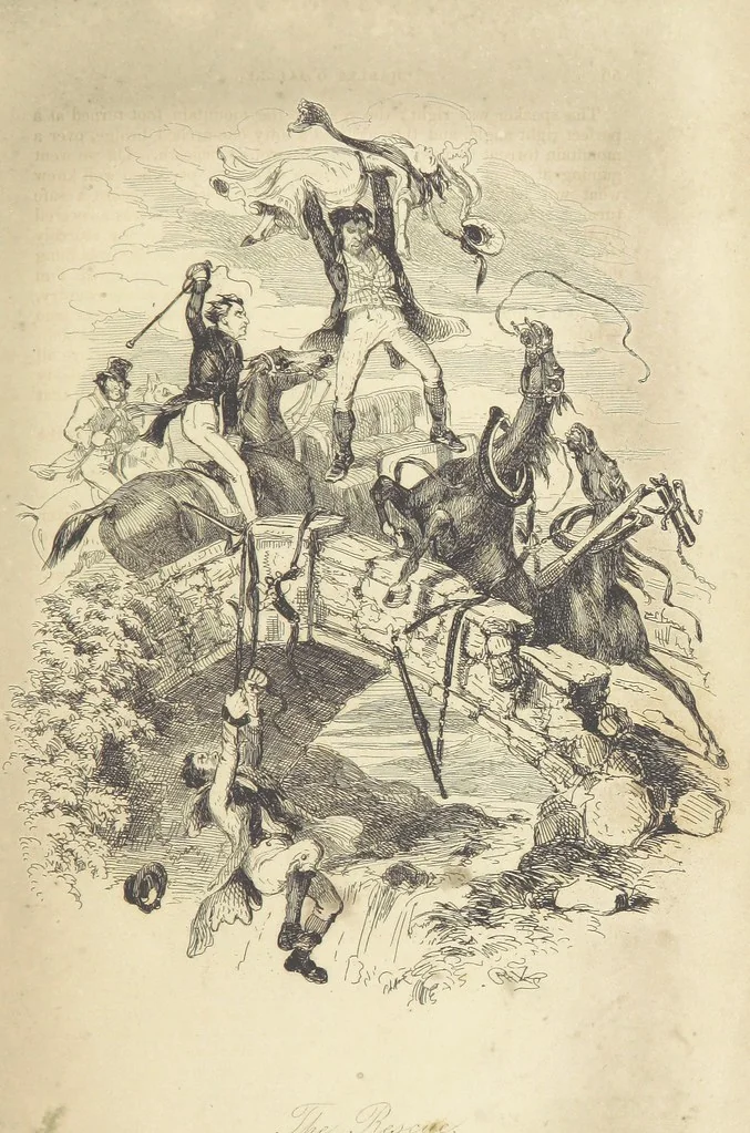 An illustration from Charles O'Malley, the Irish Dragoon. Edited by Harry Lorrequer; ... with illustrations by Phiz [i.e. H. K. Browne], 1841, leaf 91