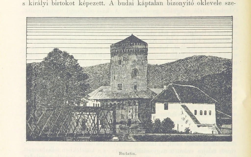 An illustration from A Vág és vidéke topographiai leirás, egyszersmind kalauz a Vág-völgyben utazók ... számára. ... 54 eredeti képpel. Kiadta L. Gy, 1881, leaf 102
