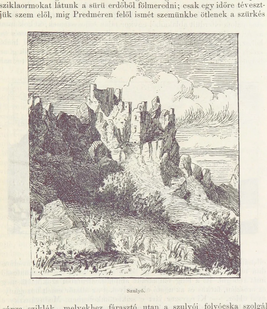 An illustration from A Vág és vidéke topographiai leirás, egyszersmind kalauz a Vág-völgyben utazók ... számára. ... 54 eredeti képpel. Kiadta L. Gy, 1881, leaf 119