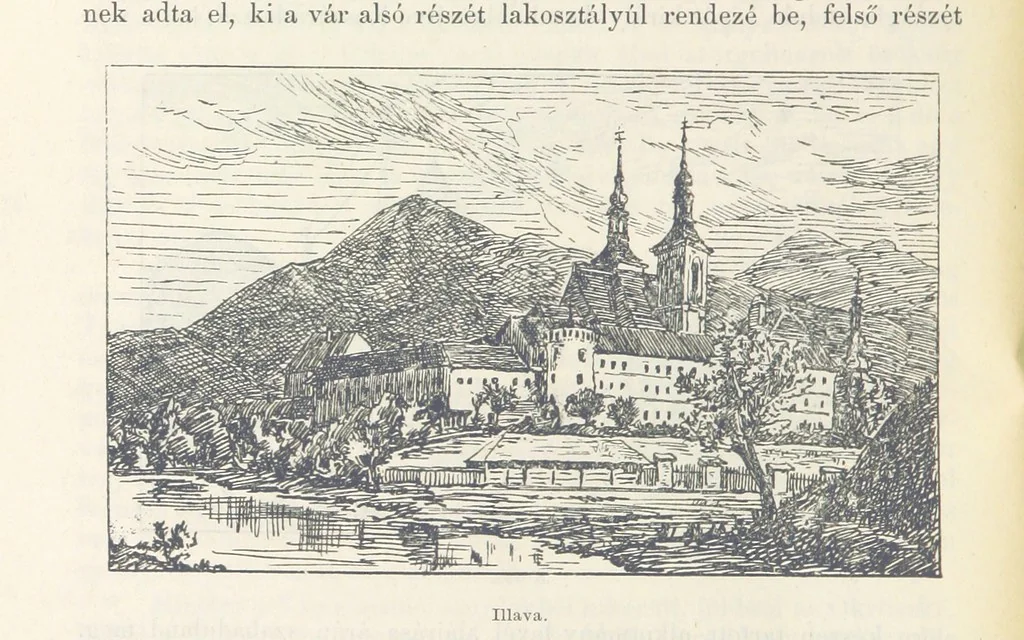 An illustration from A Vág és vidéke topographiai leirás, egyszersmind kalauz a Vág-völgyben utazók ... számára. ... 54 eredeti képpel. Kiadta L. Gy, 1881, leaf 130