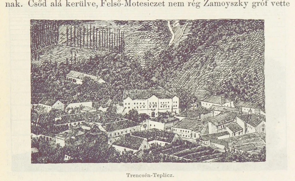 An illustration from A Vág és vidéke topographiai leirás, egyszersmind kalauz a Vág-völgyben utazók ... számára. ... 54 eredeti képpel. Kiadta L. Gy, 1881, leaf 135