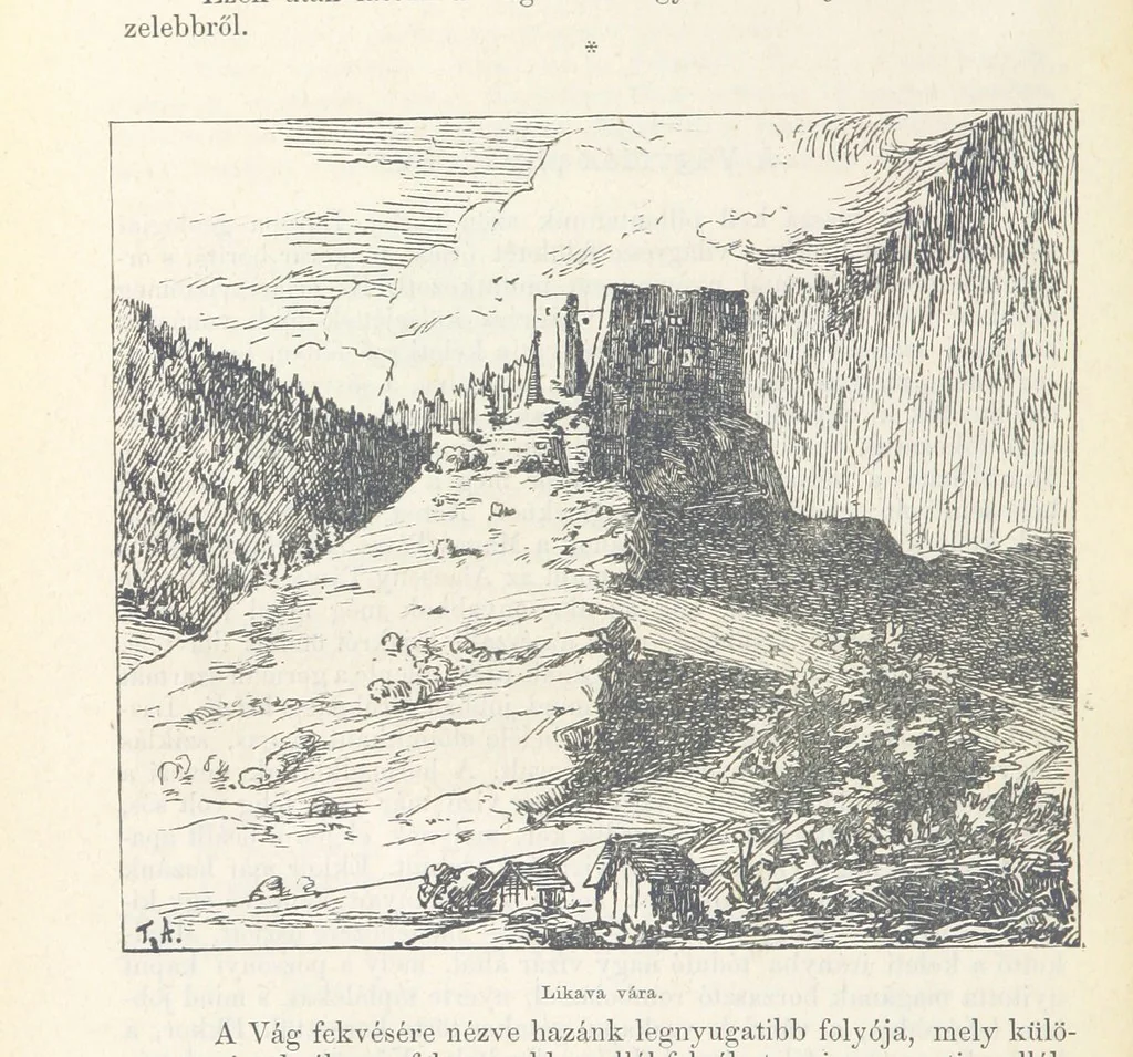 An illustration from A Vág és vidéke topographiai leirás, egyszersmind kalauz a Vág-völgyben utazók ... számára. ... 54 eredeti képpel. Kiadta L. Gy, 1881, leaf 16
