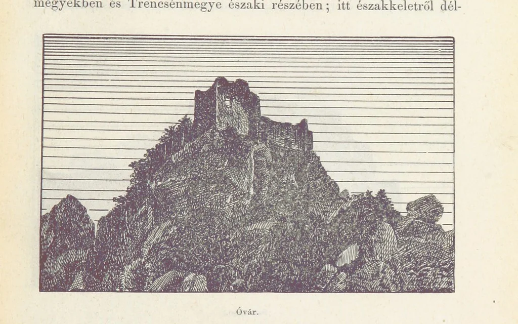 An illustration from A Vág és vidéke topographiai leirás, egyszersmind kalauz a Vág-völgyben utazók ... számára. ... 54 eredeti képpel. Kiadta L. Gy, 1881, leaf 17