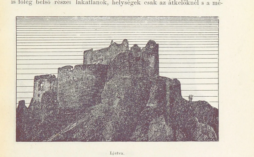 An illustration from A Vág és vidéke topographiai leirás, egyszersmind kalauz a Vág-völgyben utazók ... számára. ... 54 eredeti képpel. Kiadta L. Gy, 1881, leaf 19