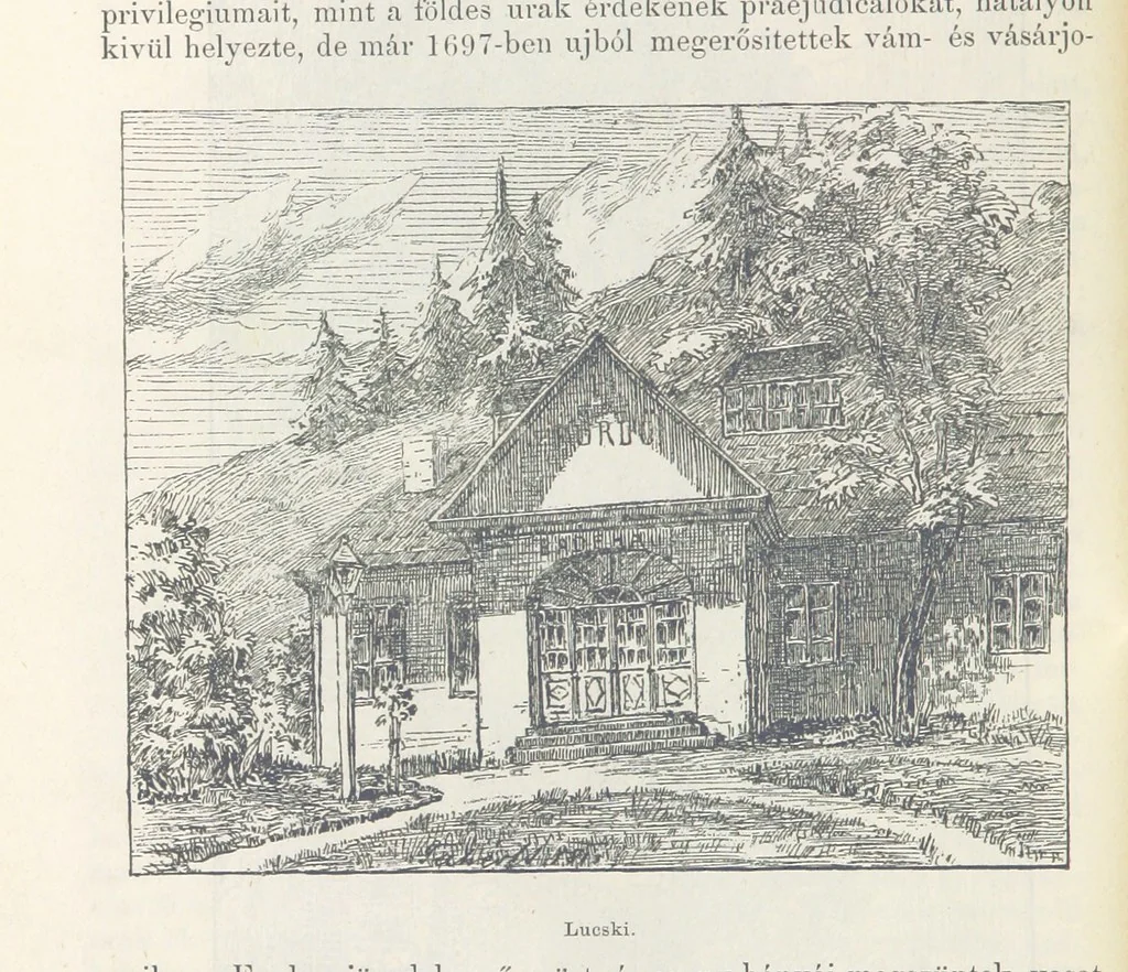 An illustration from A Vág és vidéke topographiai leirás, egyszersmind kalauz a Vág-völgyben utazók ... számára. ... 54 eredeti képpel. Kiadta L. Gy, 1881, leaf 72