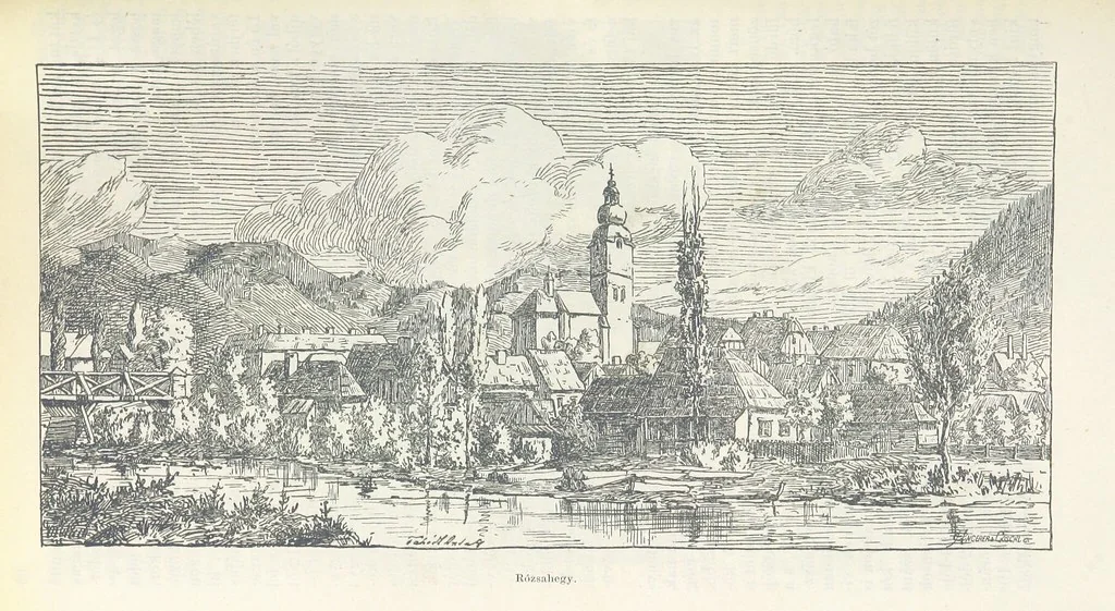 An illustration from A Vág és vidéke topographiai leirás, egyszersmind kalauz a Vág-völgyben utazók ... számára. ... 54 eredeti képpel. Kiadta L. Gy, 1881, leaf 74