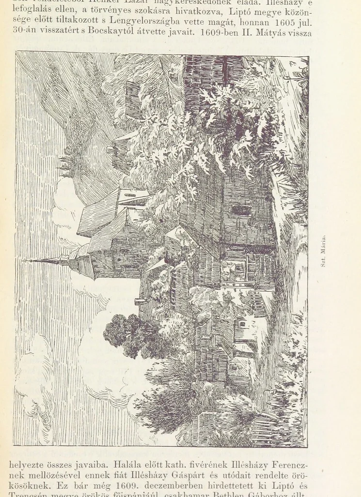 An illustration from A Vág és vidéke topographiai leirás, egyszersmind kalauz a Vág-völgyben utazók ... számára. ... 54 eredeti képpel. Kiadta L. Gy, 1881, leaf 81