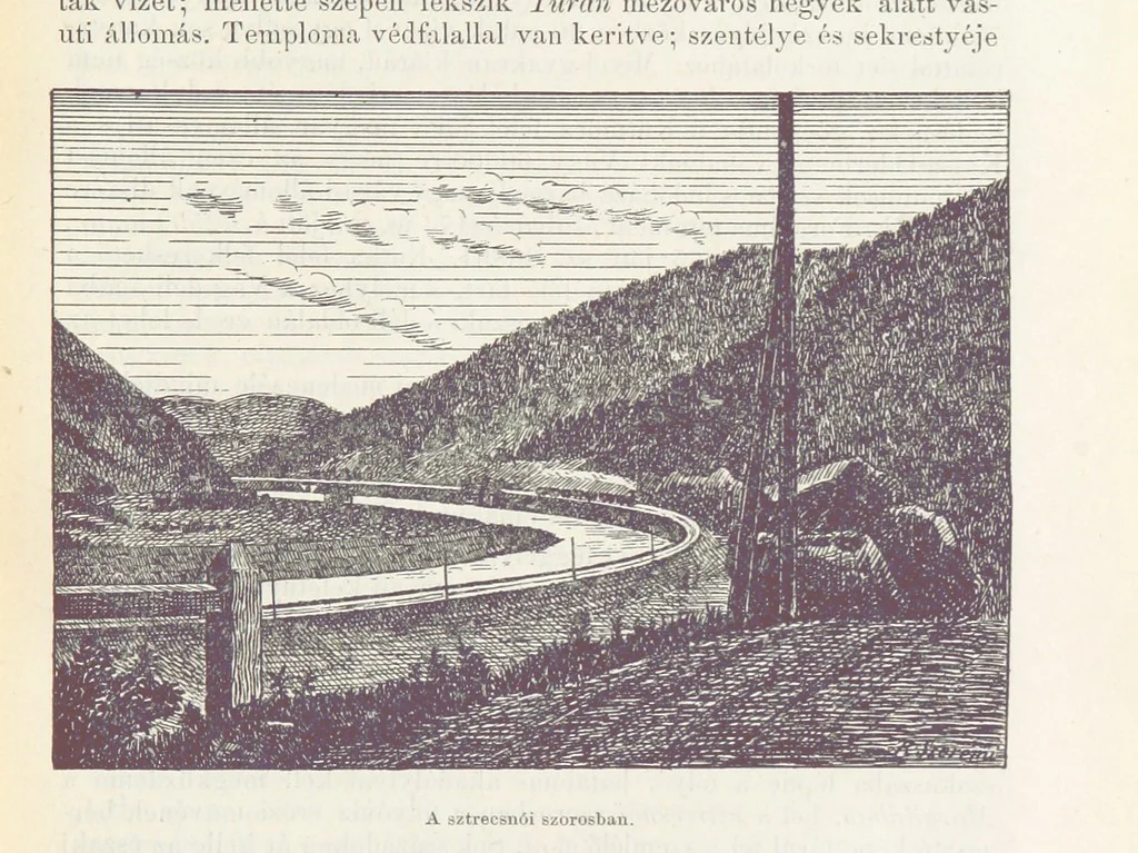 An illustration from A Vág és vidéke topographiai leirás, egyszersmind kalauz a Vág-völgyben utazók ... számára. ... 54 eredeti képpel. Kiadta L. Gy, 1881, leaf 87