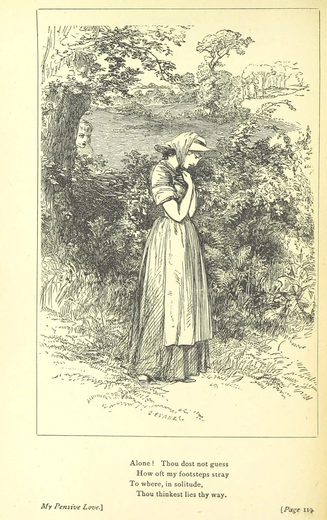 An illustration from Love Lyrics and Valentine Verses, for young and old. [E. M. Davies. With illustrations, 1875, leaf 164
