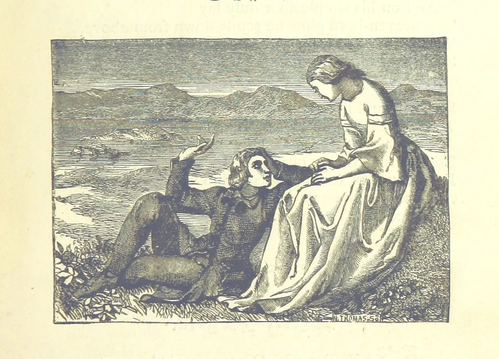 An illustration from Love Lyrics and Valentine Verses, for young and old. [E. M. Davies. With illustrations, 1875, leaf 17