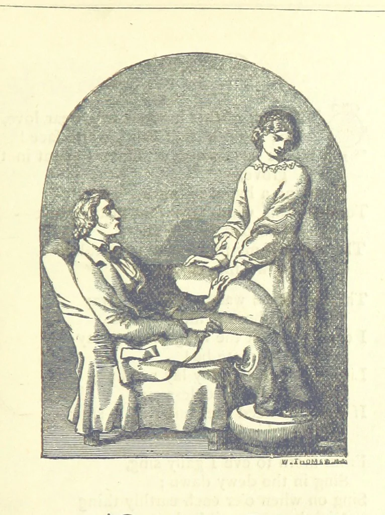 An illustration from Love Lyrics and Valentine Verses, for young and old. [E. M. Davies. With illustrations, 1875, leaf 35