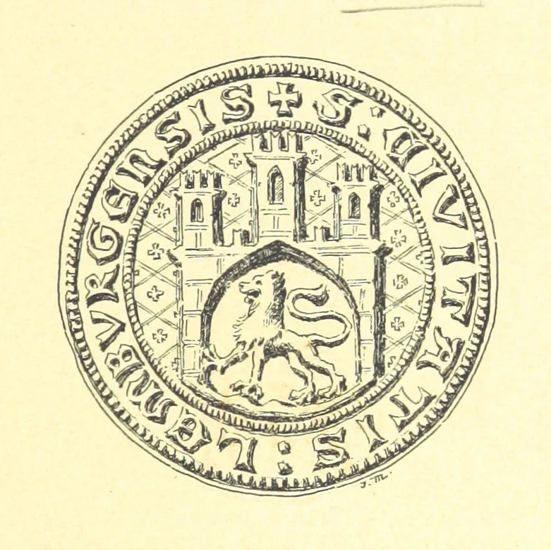 An illustration from Patrycyat i mieszczaństwo lwowskie w XVI. i. XVII. wieku. ... Wydanie drugie ... pomnożone, etc, 1892, leaf 7