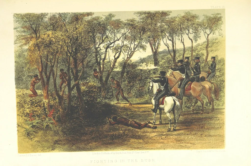 An illustration from Pen and pencil reminiscences of a campaign in South Africa ... Illustrated with ... colour-tinted lithographs, 1861, leaf 119