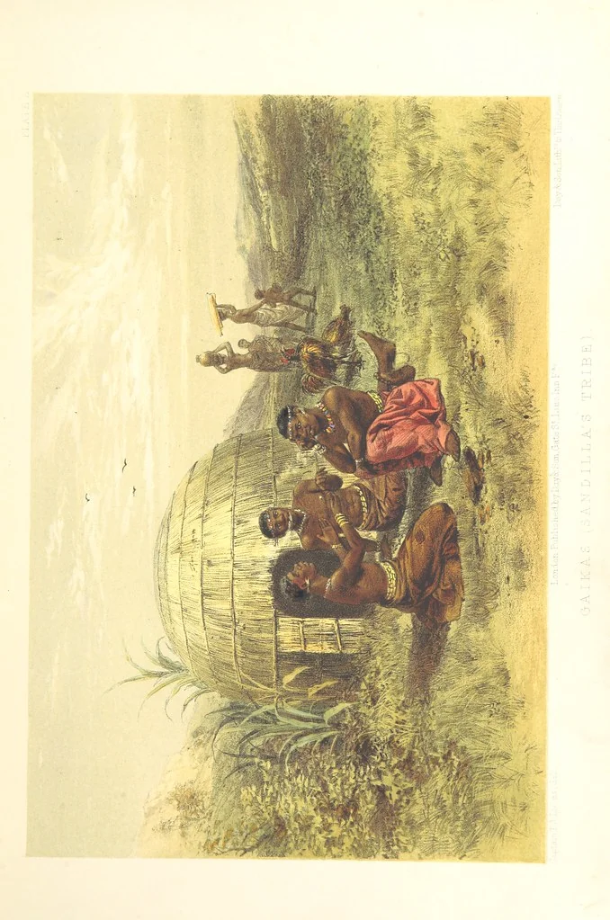 An illustration from Pen and pencil reminiscences of a campaign in South Africa ... Illustrated with ... colour-tinted lithographs, 1861, leaf 27