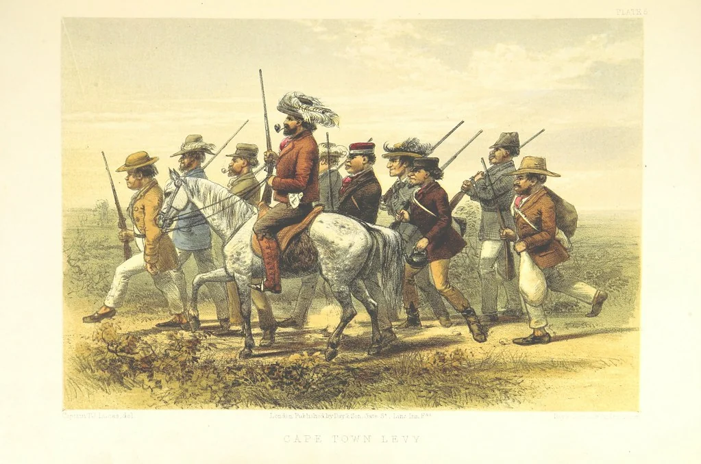 An illustration from Pen and pencil reminiscences of a campaign in South Africa ... Illustrated with ... colour-tinted lithographs, 1861, leaf 45