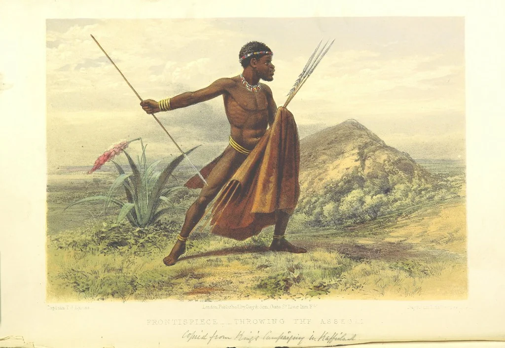 An illustration from Pen and pencil reminiscences of a campaign in South Africa ... Illustrated with ... colour-tinted lithographs, 1861, leaf 8