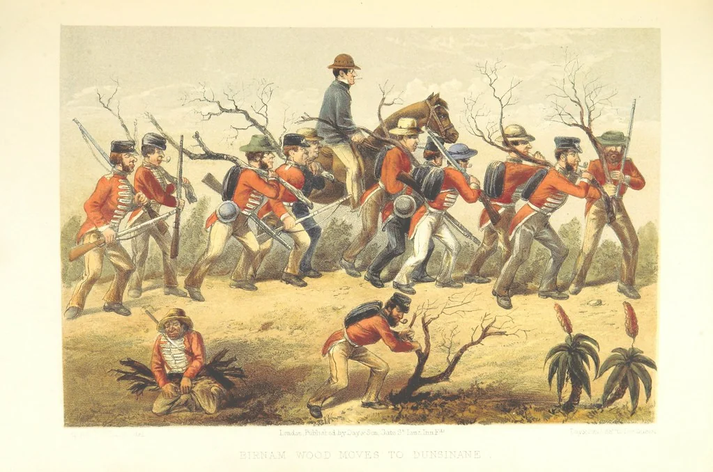 An illustration from Pen and pencil reminiscences of a campaign in South Africa ... Illustrated with ... colour-tinted lithographs, 1861, leaf 95