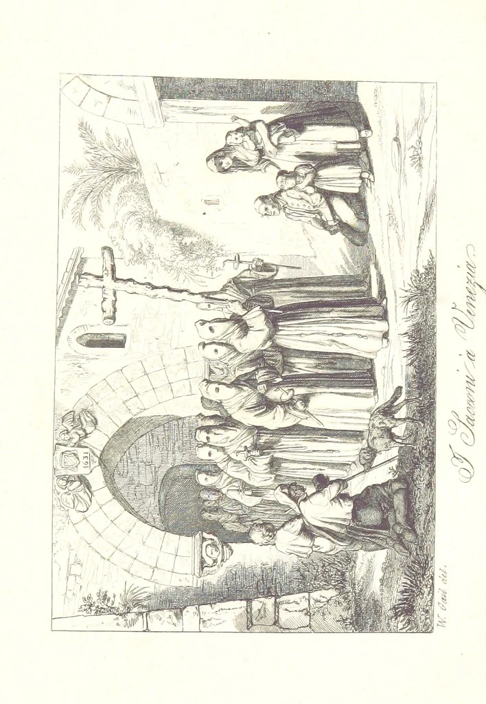 An illustration from C. Frommel's pittoreskes Italien. Nach dessen Original-Gemälden und Zeichnungen. Die Scenen aus dem Volksleben nach Zeichnungen von Catel, Gail, Goetzloff, Mosbrugger, Weller, Pinelli, etc. In Stahl gestochen von C. Frommel und H. Winkler. Text für Ober-Italien von W. von Lüdemann, Unter-Italien von C. Witte, etc, 1840, leaf 123