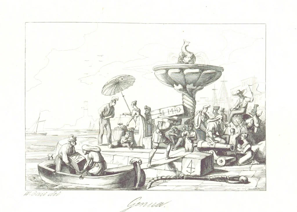 An illustration from C. Frommel's pittoreskes Italien. Nach dessen Original-Gemälden und Zeichnungen. Die Scenen aus dem Volksleben nach Zeichnungen von Catel, Gail, Goetzloff, Mosbrugger, Weller, Pinelli, etc. In Stahl gestochen von C. Frommel und H. Winkler. Text für Ober-Italien von W. von Lüdemann, Unter-Italien von C. Witte, etc, 1840, leaf 199