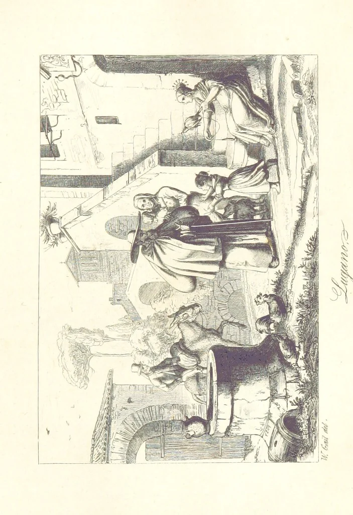 An illustration from C. Frommel's pittoreskes Italien. Nach dessen Original-Gemälden und Zeichnungen. Die Scenen aus dem Volksleben nach Zeichnungen von Catel, Gail, Goetzloff, Mosbrugger, Weller, Pinelli, etc. In Stahl gestochen von C. Frommel und H. Winkler. Text für Ober-Italien von W. von Lüdemann, Unter-Italien von C. Witte, etc, 1840, leaf 41